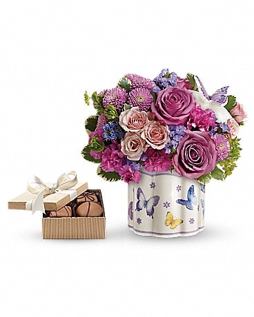 Teleflora's Field Of Butterflies with chocolates