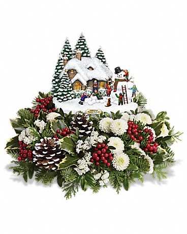 Thomas Kinkade's Snowballs & Smiles Centerpiece