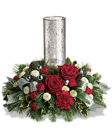 Teleflora's Snow-Kissed Roses Centerpiece
