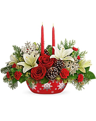 Teleflora's Snowflake Treasures Centerpiece