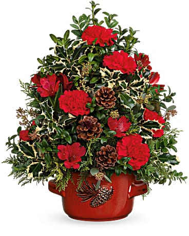 Teleflora's Holly & Pinecones Tree Bouquet
