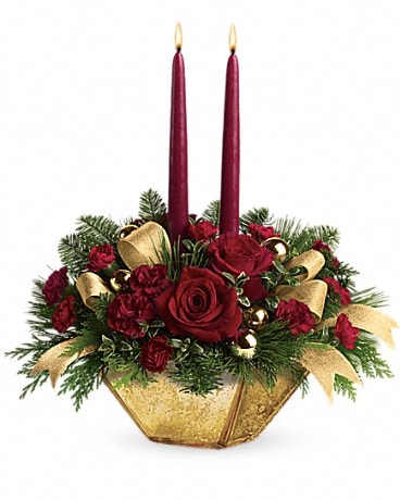 Teleflora's Crimson and Gold Centerpiece